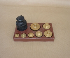 Set of weights for balance scale.