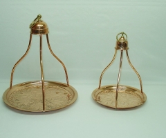 Traditional coffee-serving disc, copper, carved.