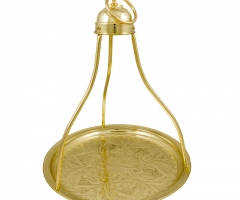 Traditional coffee-serving disc, bronze, carved.