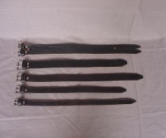 Leather collars for cowbells.