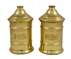 Bronze coffee-sugar jar.