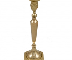 Multi-angled bronze candlestick.