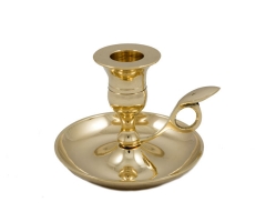 Bronze candlestick with finger-handle.